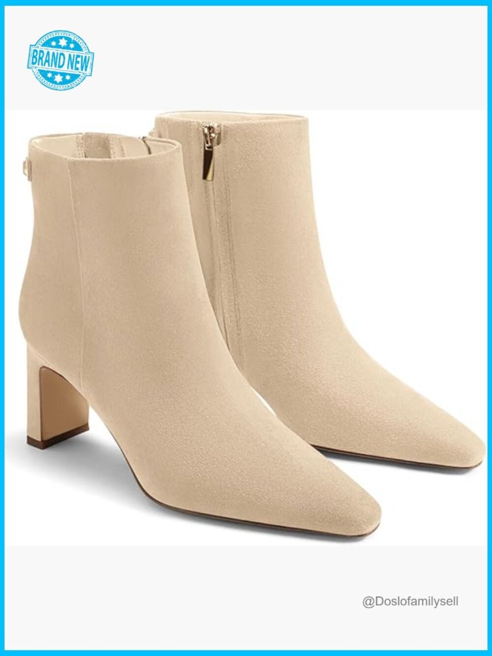Chunky Heel Ankle Booties Side Zipper Winter Dress Shoes Closed Toe Boots